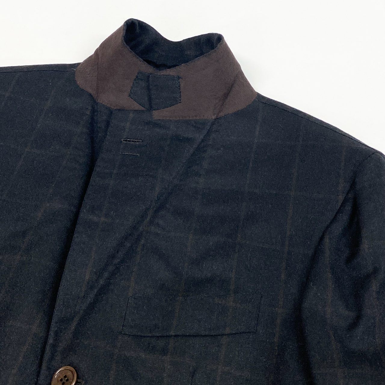 9L19 LUIGI BORRELLI ルイジボレッリ イタリア製 チェック柄 セットアップ スーツ フォーマル◎ 44 ブラック ダークブラウン ウール メンズo07t