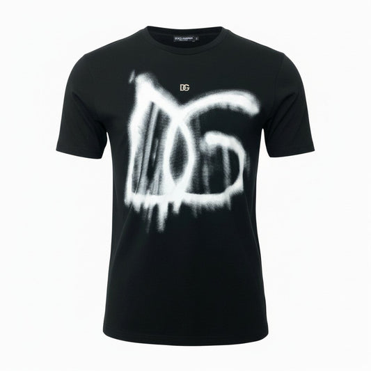 Ic5《極美品》 DOLCE&GABBANA ドルチェアンドガッバーナ ビジュー × グラフィティ Tシャツ Grafiti Logo Oversized T-shirt サイズ36 ブラック D&Gt18r