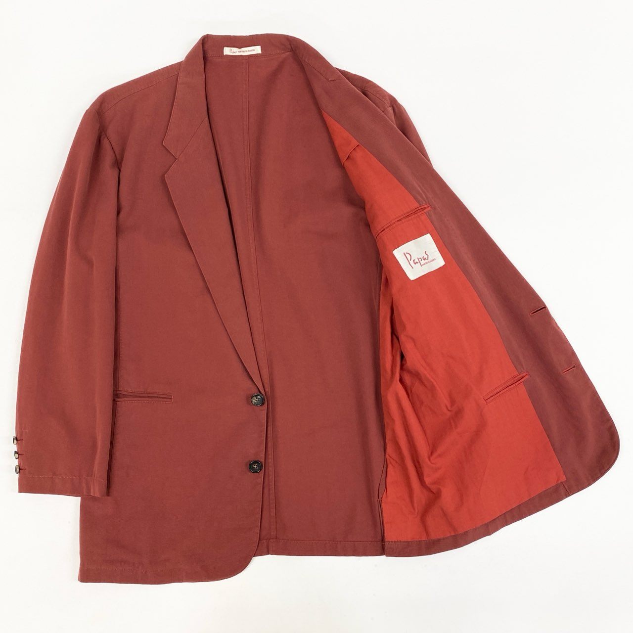 36a7 Papas パパス テーラードジャケット サマージャケット ロゴ刺繡 M レッド メンズ 紳士服u02t