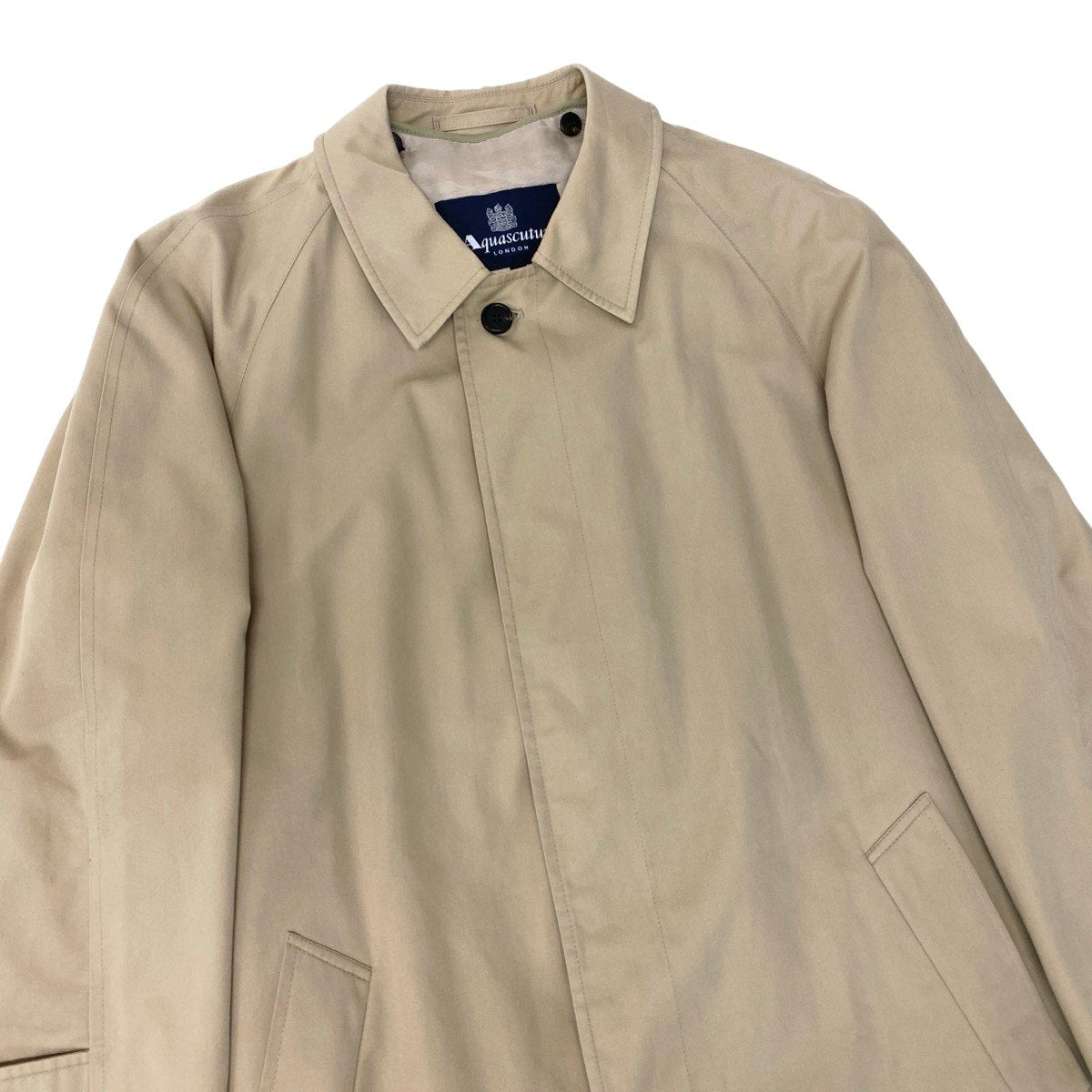 52h18 Aquascutum アクアスキュータム 英国製 ライナー付 ステンカラーコート ロングコート 40S ベージュ メンズu02t