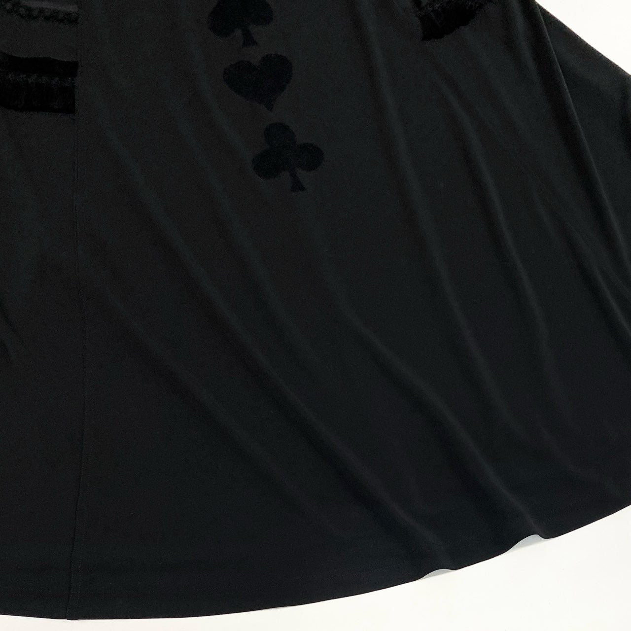 51b27 【美品】 TOKUKO 1er VOL トクコプルミエヴォル ハイネック ロングワンピース ロングスリーブ トランプ柄 フリンジ装飾 レディース 女性服 サイズ9 ブラックu02t