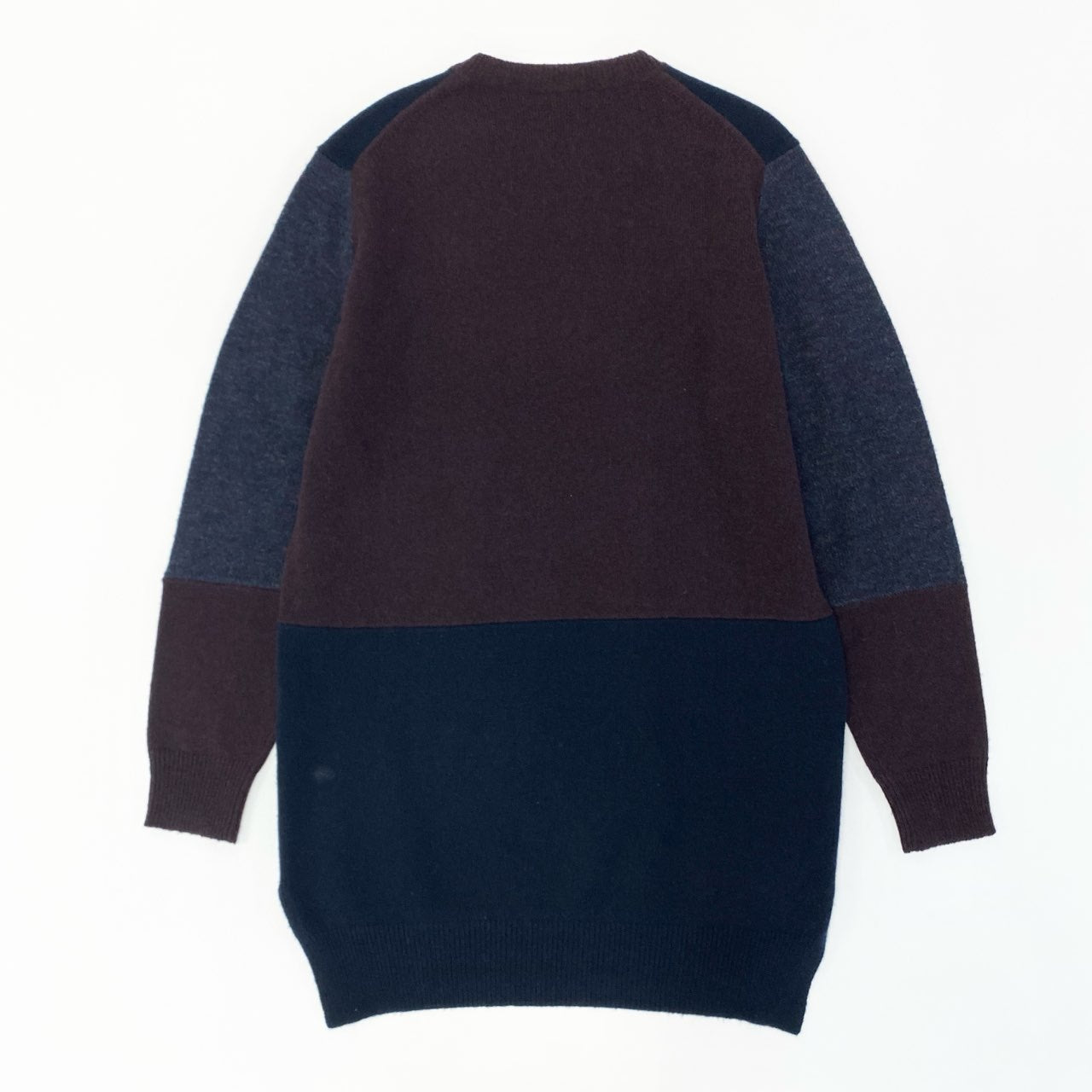 85a16 【美品】 CELINE セリーヌ 切替ニットワンピース 膝丈 ウールカシミヤ混 ロングスリーブ レディース 女性用 S マルチカラーo07t