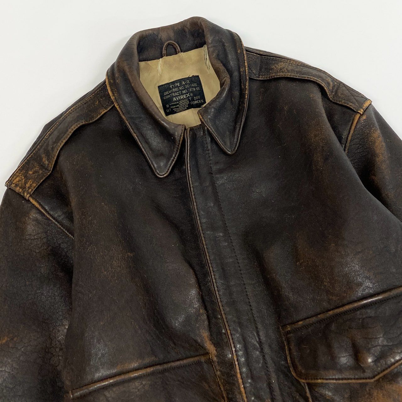 8b20 AVIREX アヴィレックス TYPE A-2 レザージャケット フライトジャケット U.S.ARMY AIR FORCES M ブラウン レザー メンズu02t