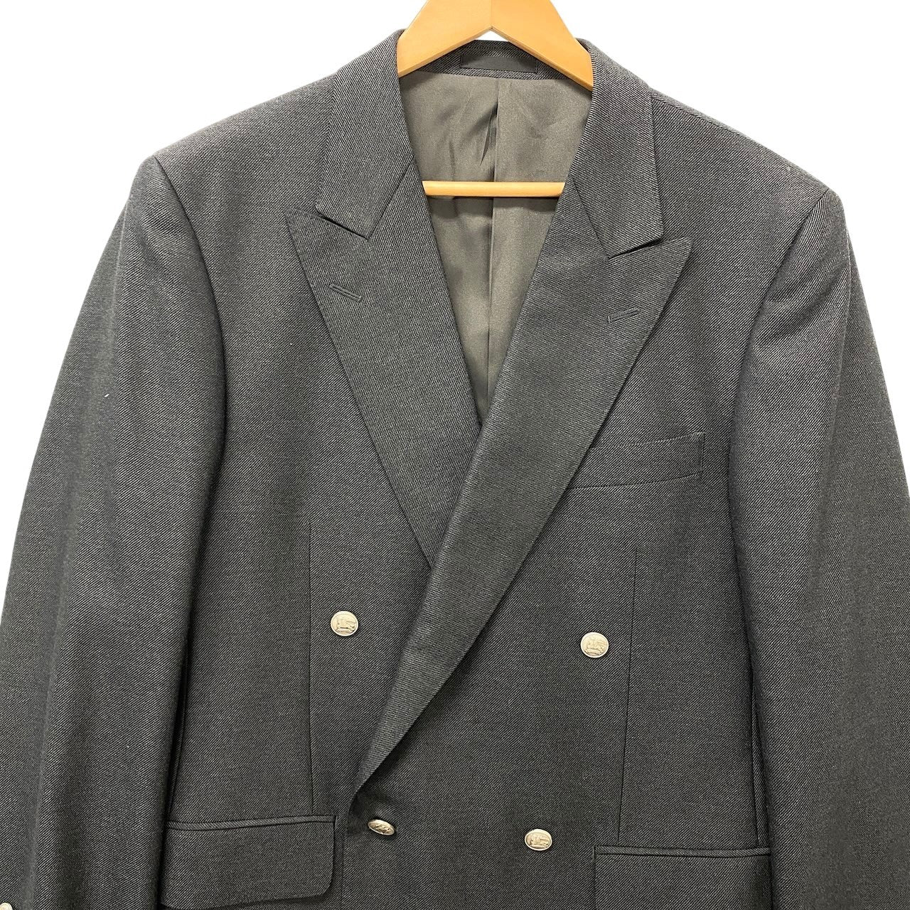 2c29 【美品】BURBERRY LONDON バーバリー ロンドン ダブルブレストテーラードジャケット ウールジャケット ブレザー AB6サイズ ダークグレー ウール100％ メンズ 男性用u02t
