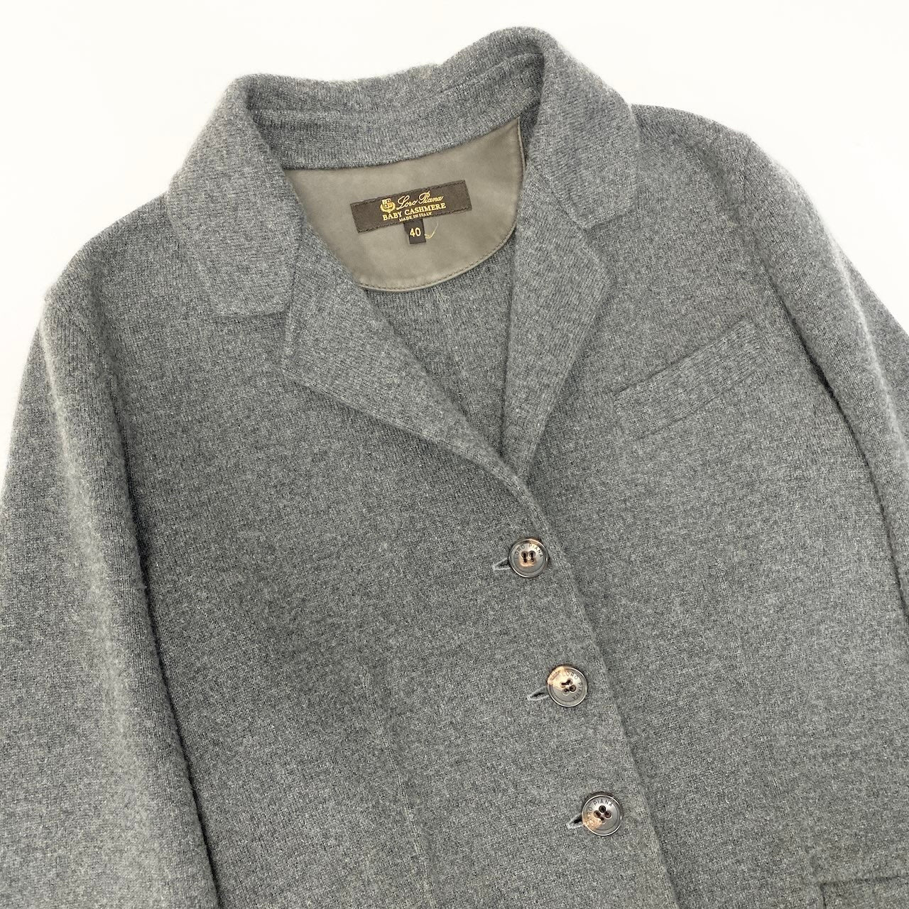 13e8 Loro Piana ロロピアーナ ニットジャケット カシミヤジャケット サイズ40 グレー ベビーカシミア100％ レディース 女性用u02t