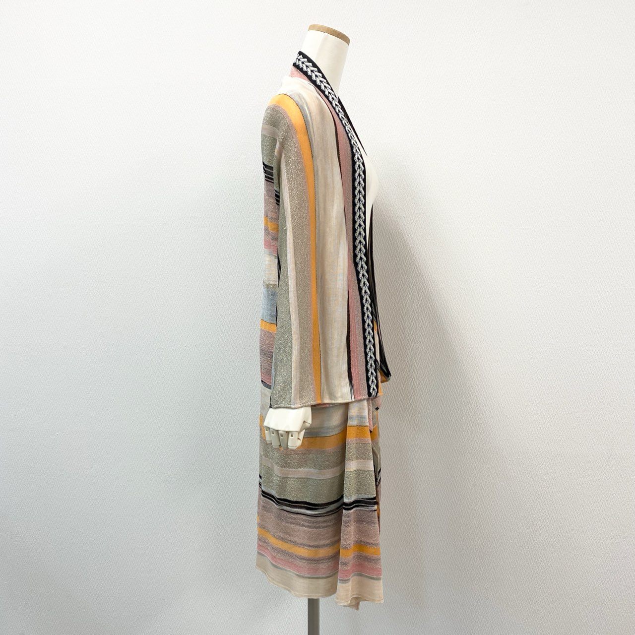 76i12 MISSONI ミッソーニ イタリア製 ロング ケープカーディガン 羽織 ラメ マルチカラー レディースk02i