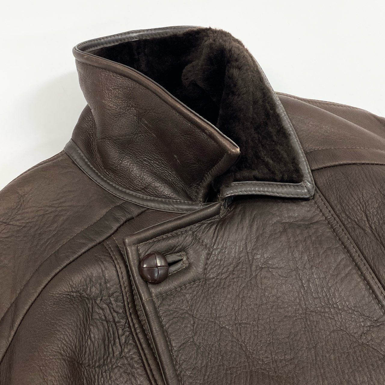 13j29 WOOLEA ムートンジャケット コート リアルラムスキン 羊革 42サイズ ブラウン メンズu02t