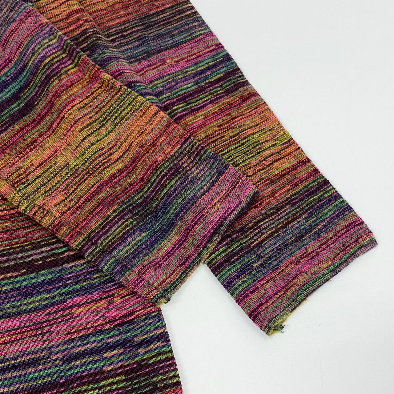 75j29 MISSONI ミッソーニ 長袖ニットワンピース ボーダー 膝丈 イタリア製 72サイズ マルチカラー レディースu02t