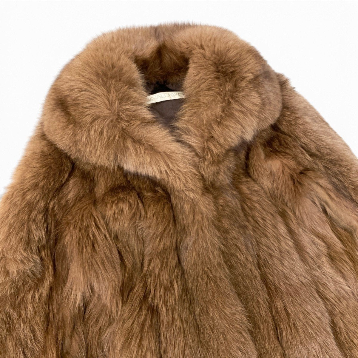 62i16 DONALD BROOKS 染め フォックスファー コート サイズ11 ブラウン 本毛皮 Fox Fur Coatt18r