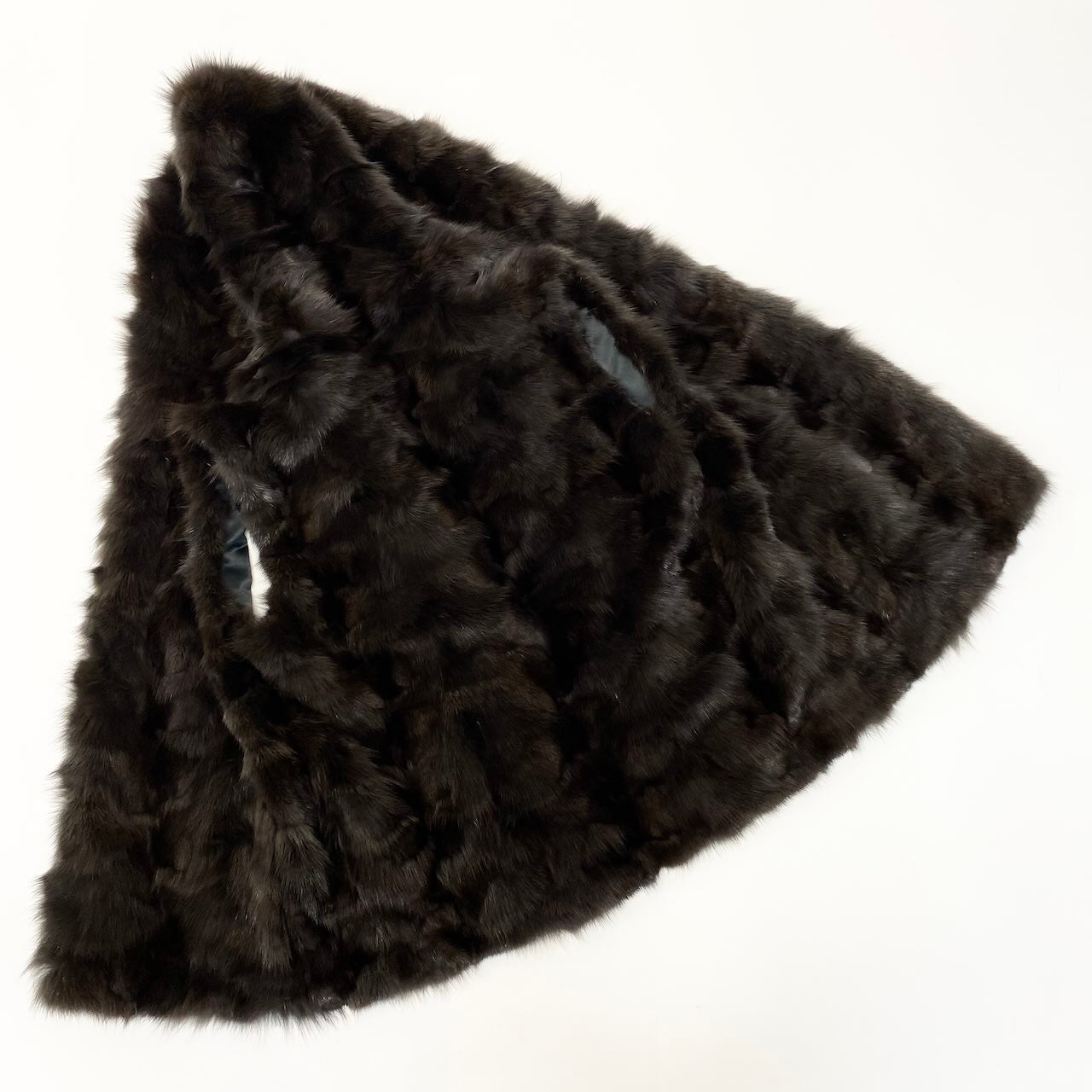 E VIOLETA ビオレタ ファーベスト 毛皮ベスト ファーコートジャケット フーディー Mサイズ ダークブラウン レディース 女性用nu1