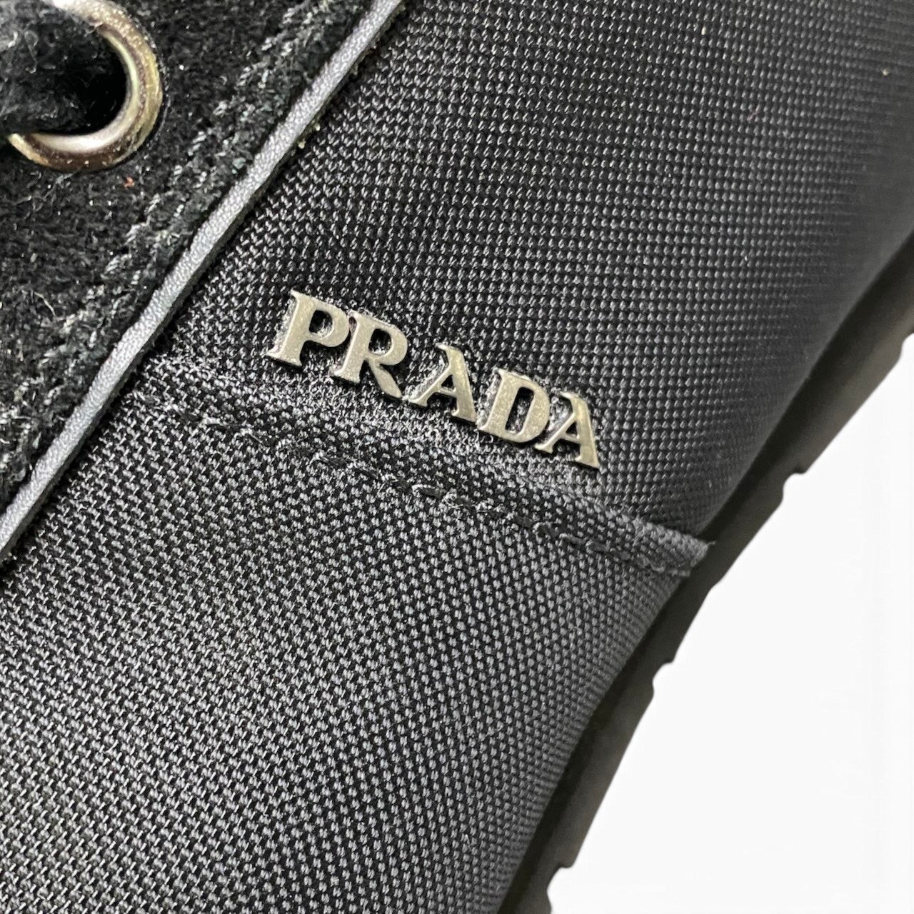 1h29 PRADA SPORTS プラダスポーツ サイドメタルロゴ スニーカー サイズ7 ブラック シューズ Metal Logo Sneakerst18r