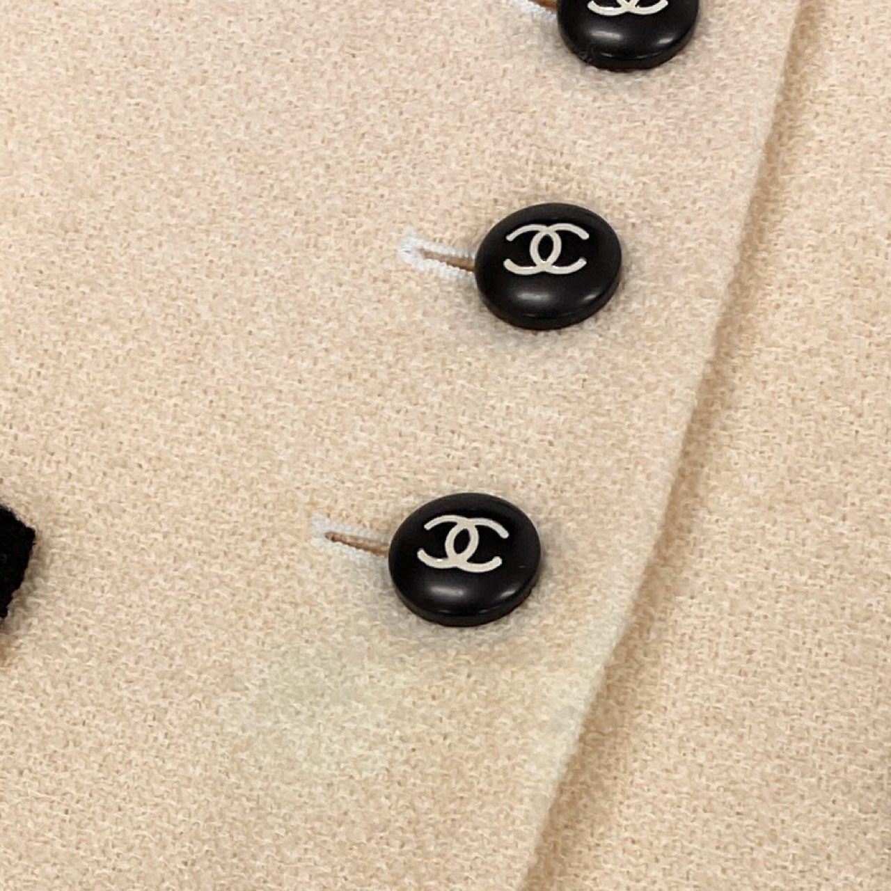 10f20 Vintage CHANEL シャネル 1996 ツイードジャケット テーラージャケット バイカラー ココマークボタン 42 アイボリー ブラック レディースta1