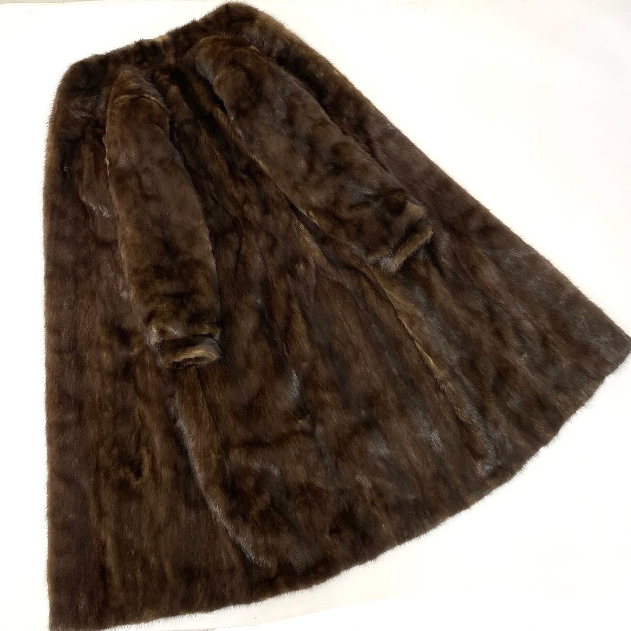 47c18 超ロング デミバフミンク ファーコート 丈120cm サイズ11 ブラウン 本毛皮 Mink Fur Super Long Coatt18r
