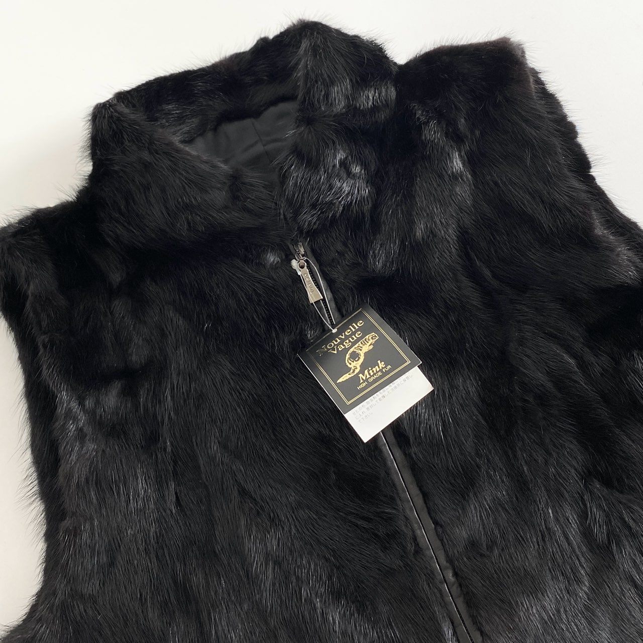 47d24 【タグ付き】本毛皮 ミンクベスト 毛皮ベスト M~L ブラック ミンクファー MINK FUR レディース ベスト