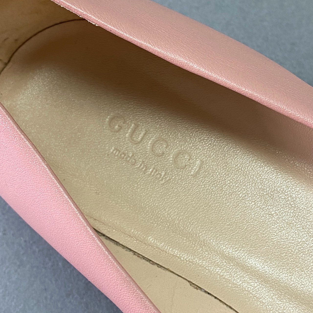 7a17 《美品》 GUCCI グッチ ホースビット フラットパンプス 38 ピンク レザー イタリア製 シューズ 保存袋付き