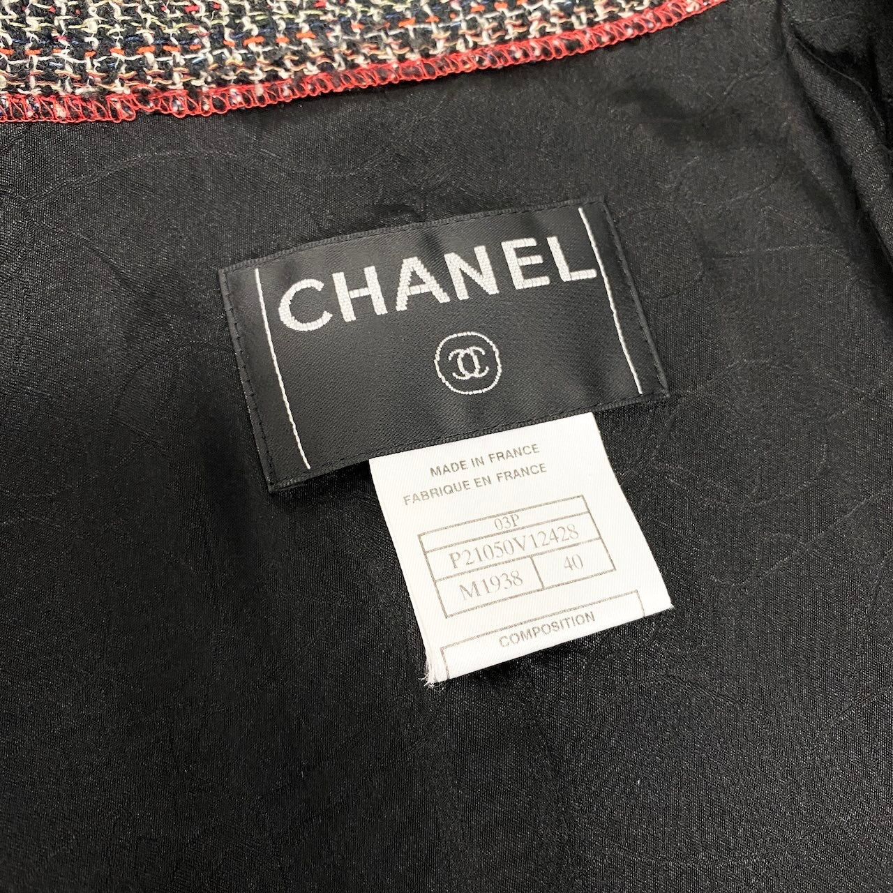 C CHANEL シャネル 2003SS ツイードセットアップ テーラードジャケット ボトムパンツ  P21050V12428 40サイズ マルチカラー レディース 女性用nu1