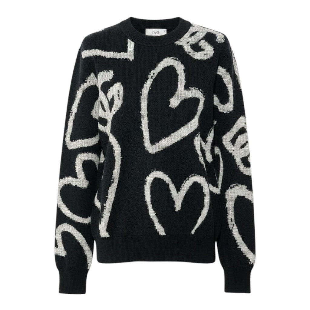 e8 《未使用品》 DOLCE&GABBANA ドルチェアンドガッバーナ ハートアイコン ニットトップ Heart Icon Knit Top サイズXS ブラック D&G ドルガバ タグ付t18r