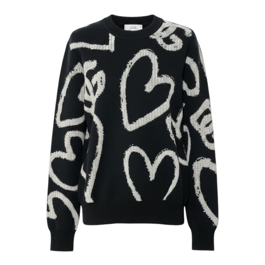 e8 《未使用品》 DOLCE&GABBANA ドルチェアンドガッバーナ ハートアイコン ニットトップ Heart Icon Knit Top サイズXS ブラック D&G ドルガバ タグ付t18r