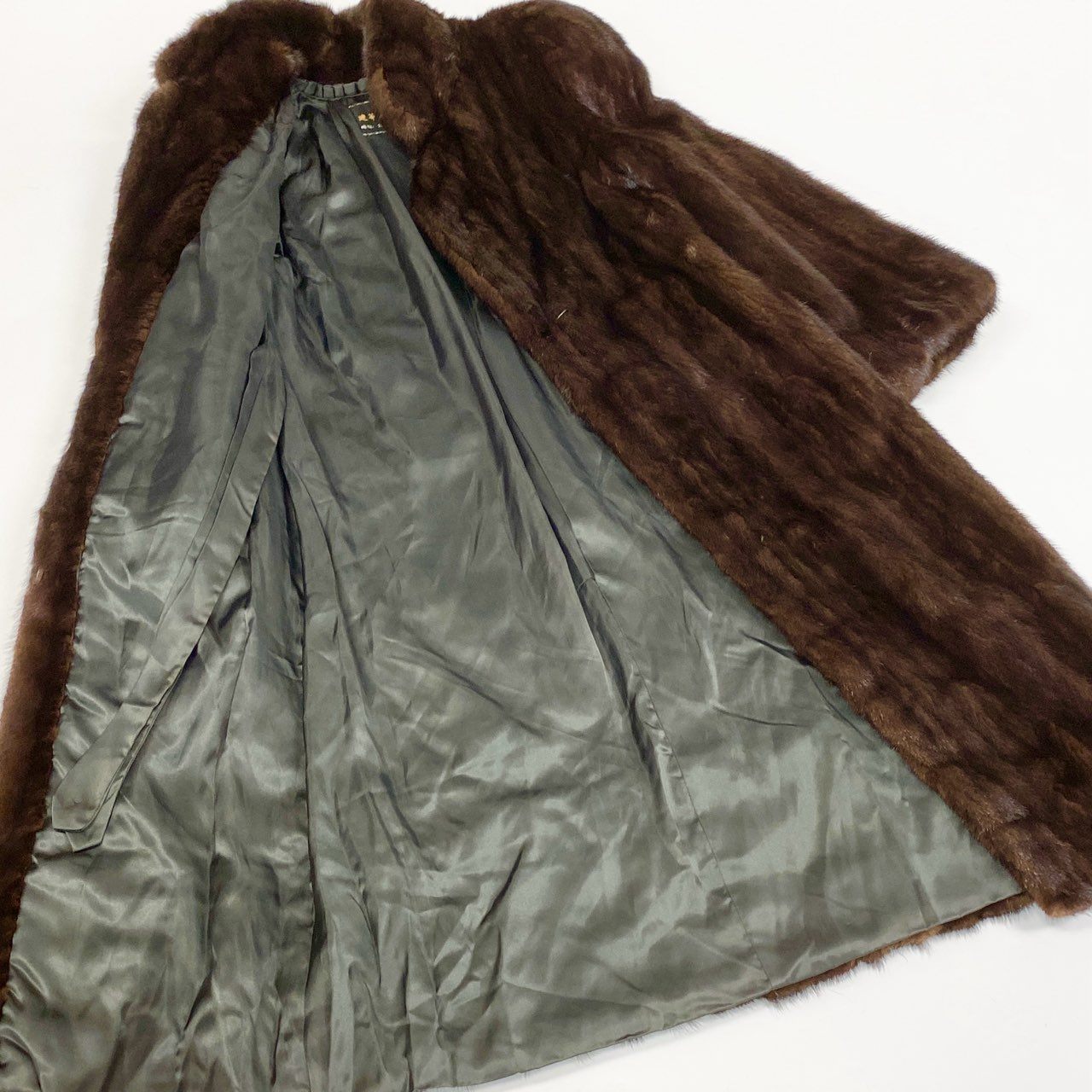 18a16 デミバフミンク ミンクコート 超ロングコート 着丈112cm 毛皮コート ブラウン系 ミンクファー 毛並み綺麗t18r