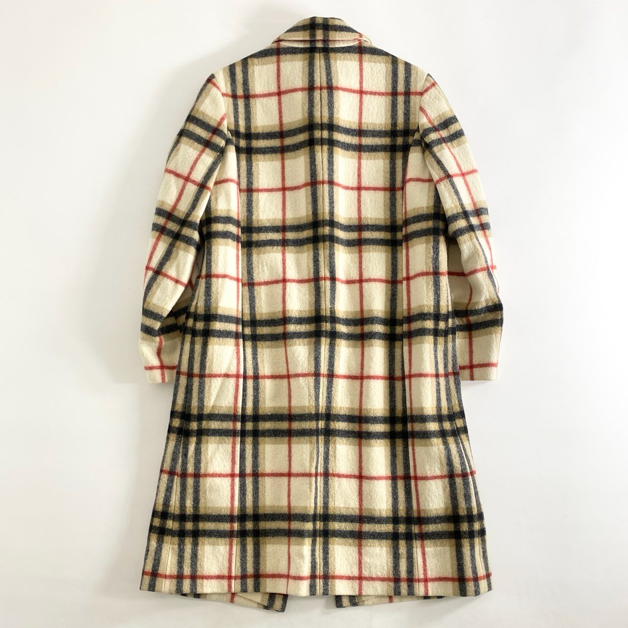 86h29 【希少モデル】BURBERRY BLUE LABEL バーバリーブルーレーベル バーバリーチェック ウールコート チェックコート サイズ38 ライトベージュ系 レディース アウター ノバチェック