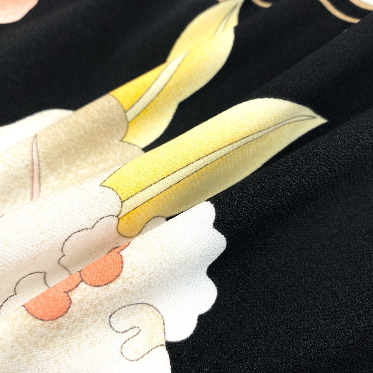 31b12 LEONARD レオナール 半袖Vネックワンピース カンカン素材 美しい花柄プリント 0170509 LLサイズ ブラック レディース 女性用u02t