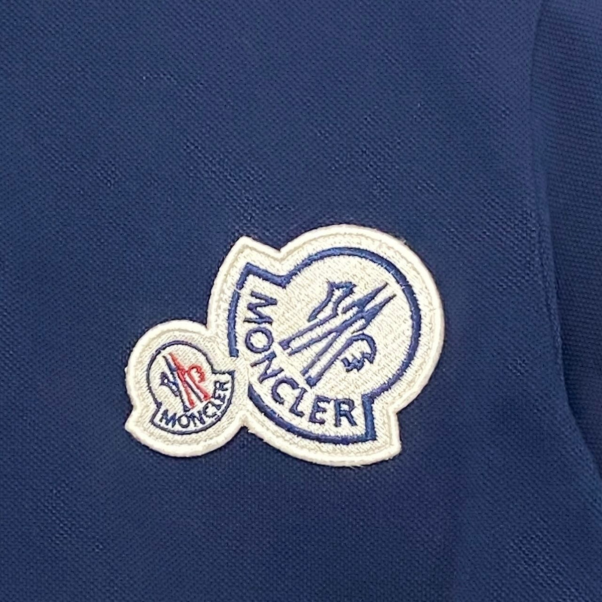 1j22 MONCLER モンクレール 半袖ポロシャツ ロゴワッペン トップス Mサイズ ネイビー コットン100％ メンズ 男性用u02t
