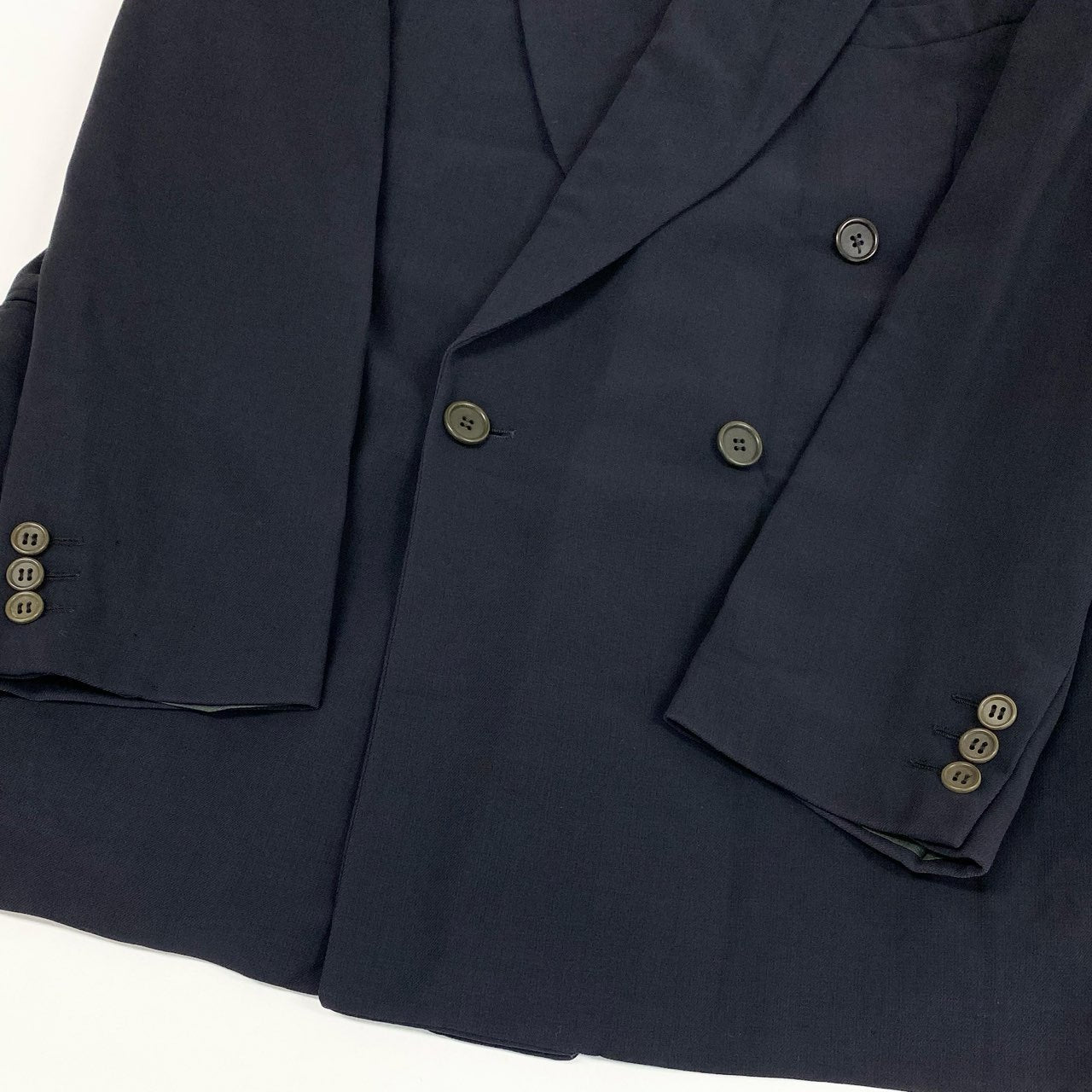 36a7 GIORGIO ARMANI ジョルジオ アルマーニ イタリア製 ダブルプレスト セットアップ スーツ VINTAGE 大きいサイズ 52 XLサイズ ダークネイビー ウール メンズo07t