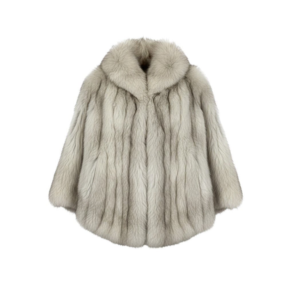 24j7 ブルーフォックス ファーコート サイズF ホワイト 本毛皮 Blue Fox Fur Coat リアルファーt18r