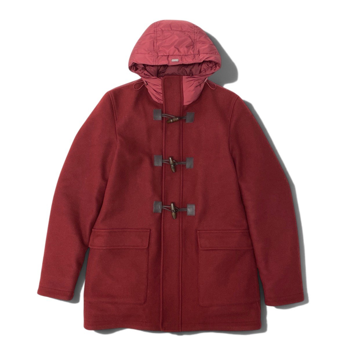 93j21 HERNO ヘルノ ダッフルコート 異素材切替 アウター 46サイズ バーガンディー メンズ 男性用u02t