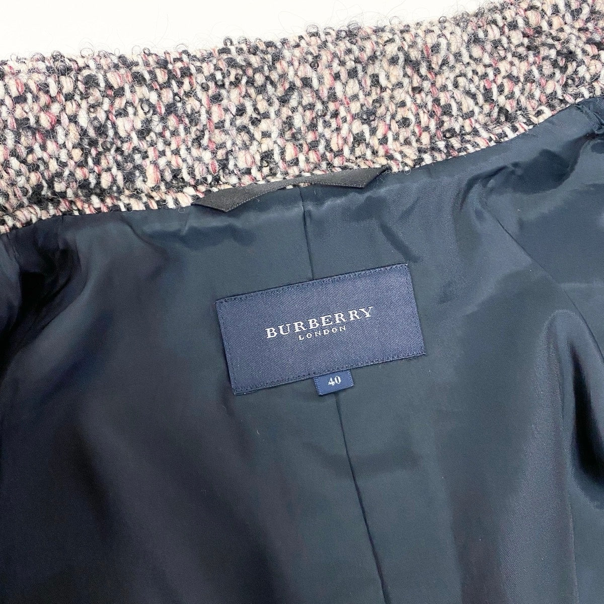 60f17 BURBERRY LONDON バーバリー ロンドン ツイードジャケット スタンドカラージャケット アウター 40サイズ マルチカラー レディース 女性用u02t