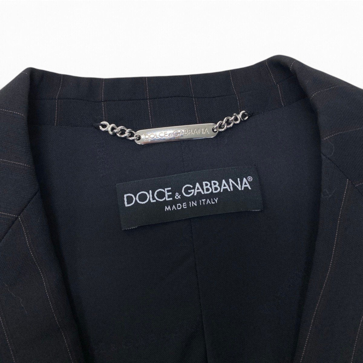40i28 DOLCE&GABBANA ドルチェアンドガッパーナ スーツセットアップ テーラードジャケット スラックス ストライプ 42サイズ ブラック レディース 女性用u02t