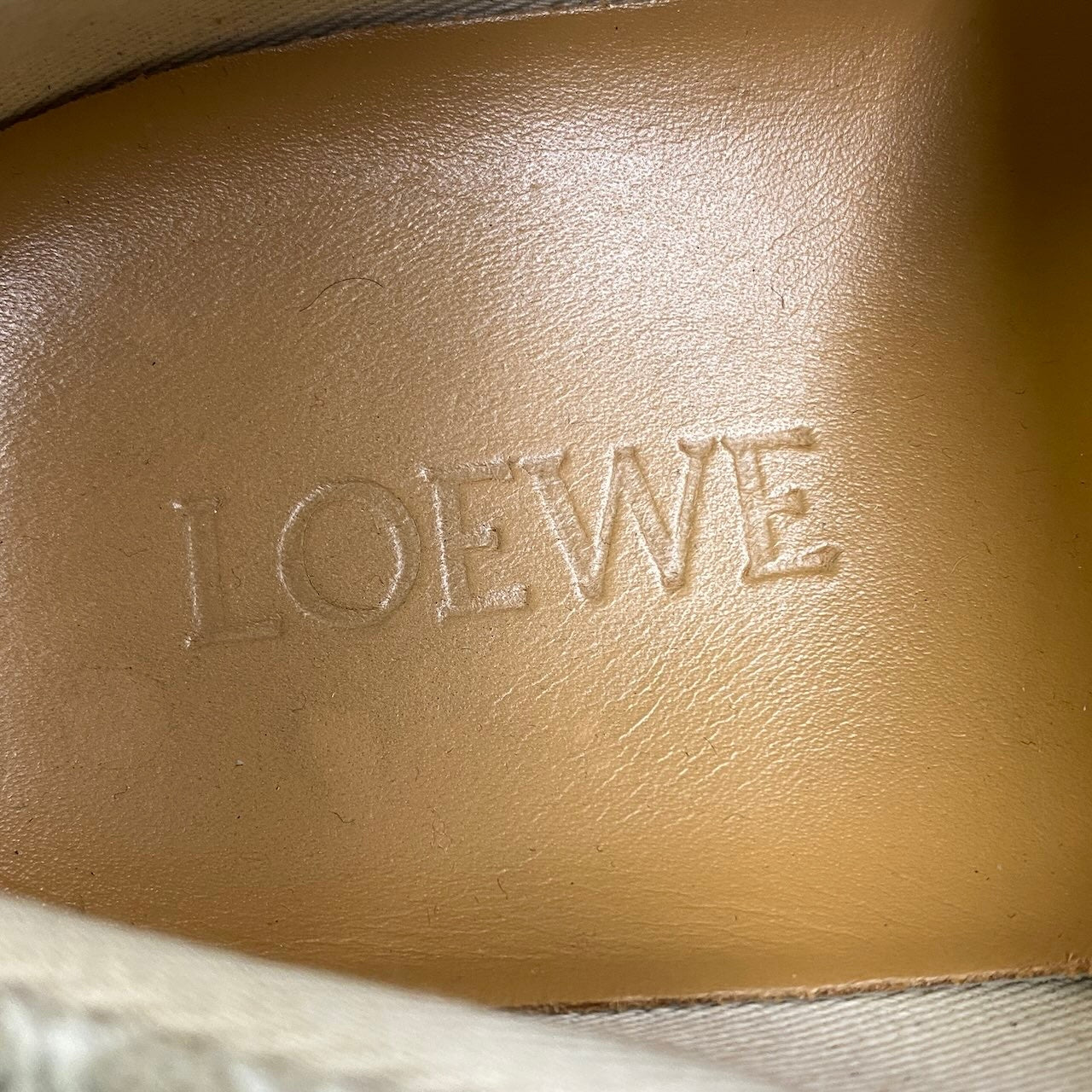 i8 LOEWE ロエベ アナグラム フラップスニーカー サイズ37 ベージュ キャンバス × レザー レディースk02i