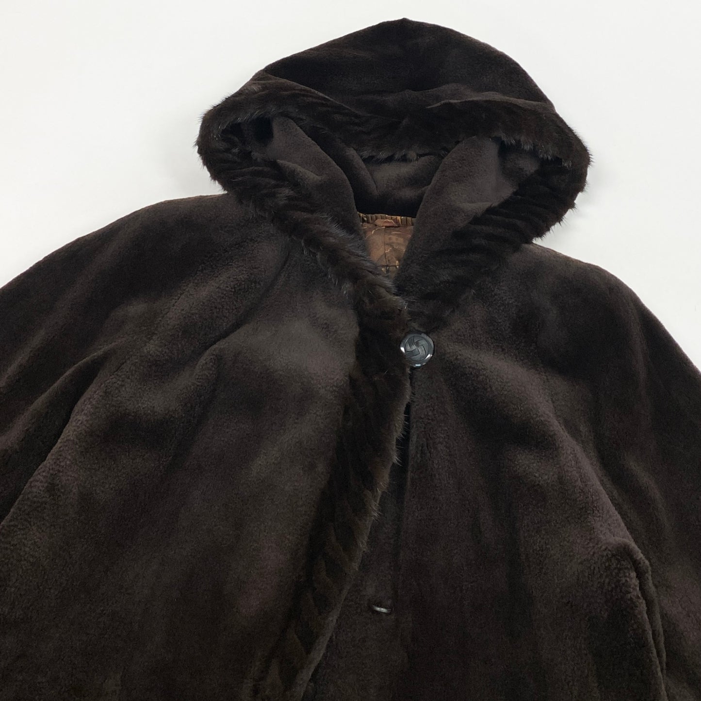 35L19 SAGA MINK サガミンク 銀サガ シェアードミンク フード付き 超ロングコート 丈108cm サイズF ブラウン 最高級本毛皮 MINK FURt18r