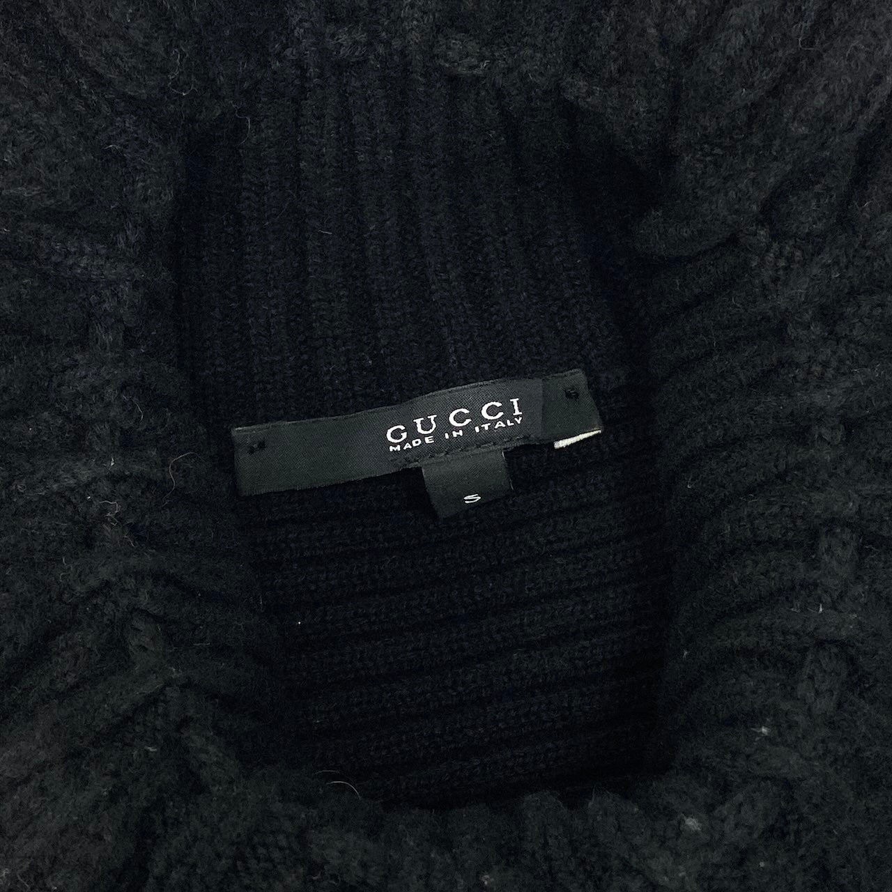 Ec30 《美品》 GUCCI グッチ ドローコード タートルネックニット Turtle Neck Drawcord Knit Sweater サイズS ブラックt18r