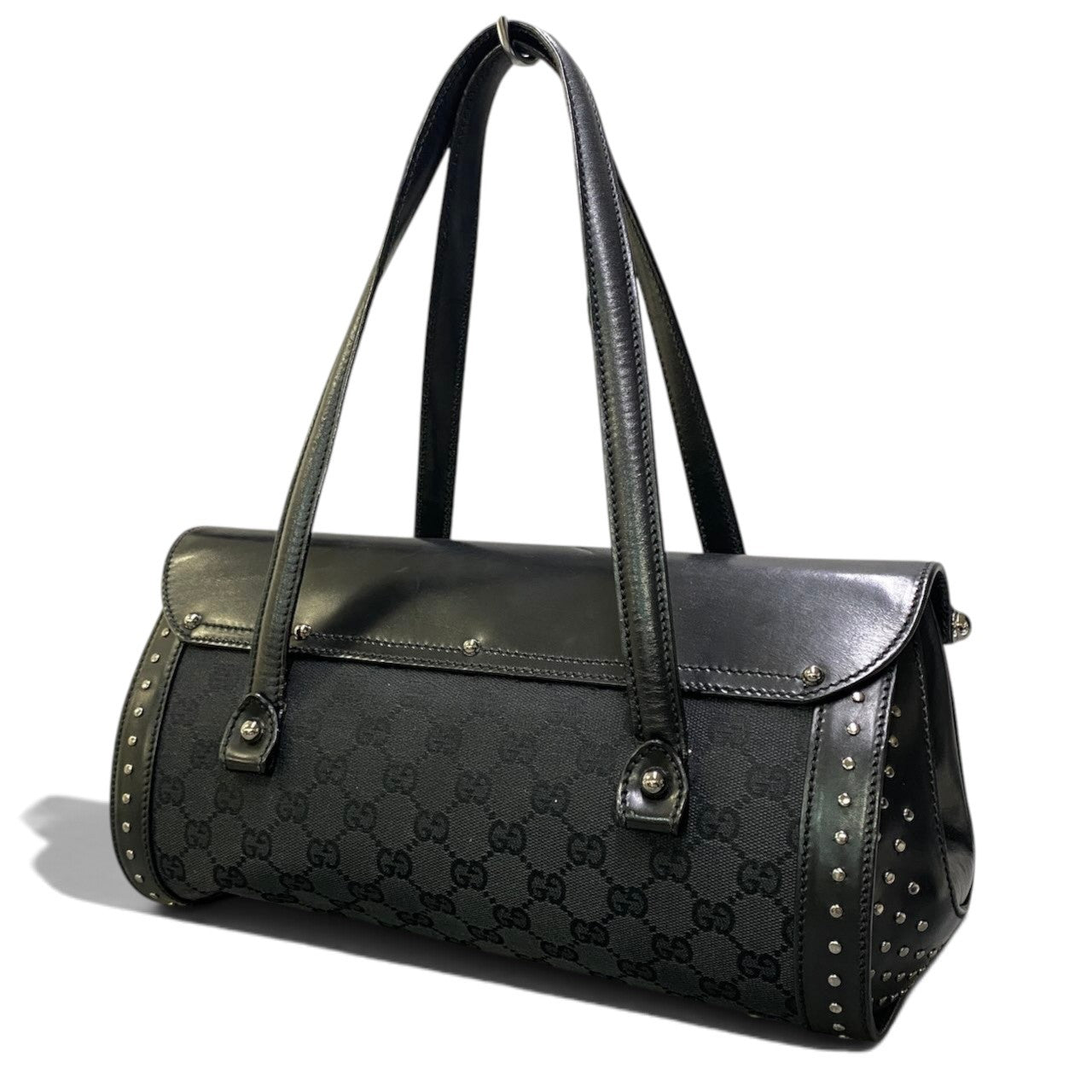 h29 GUCCI トムフォード期 スタッズ バンブーバッグ ブラック レディース 女性用ta1