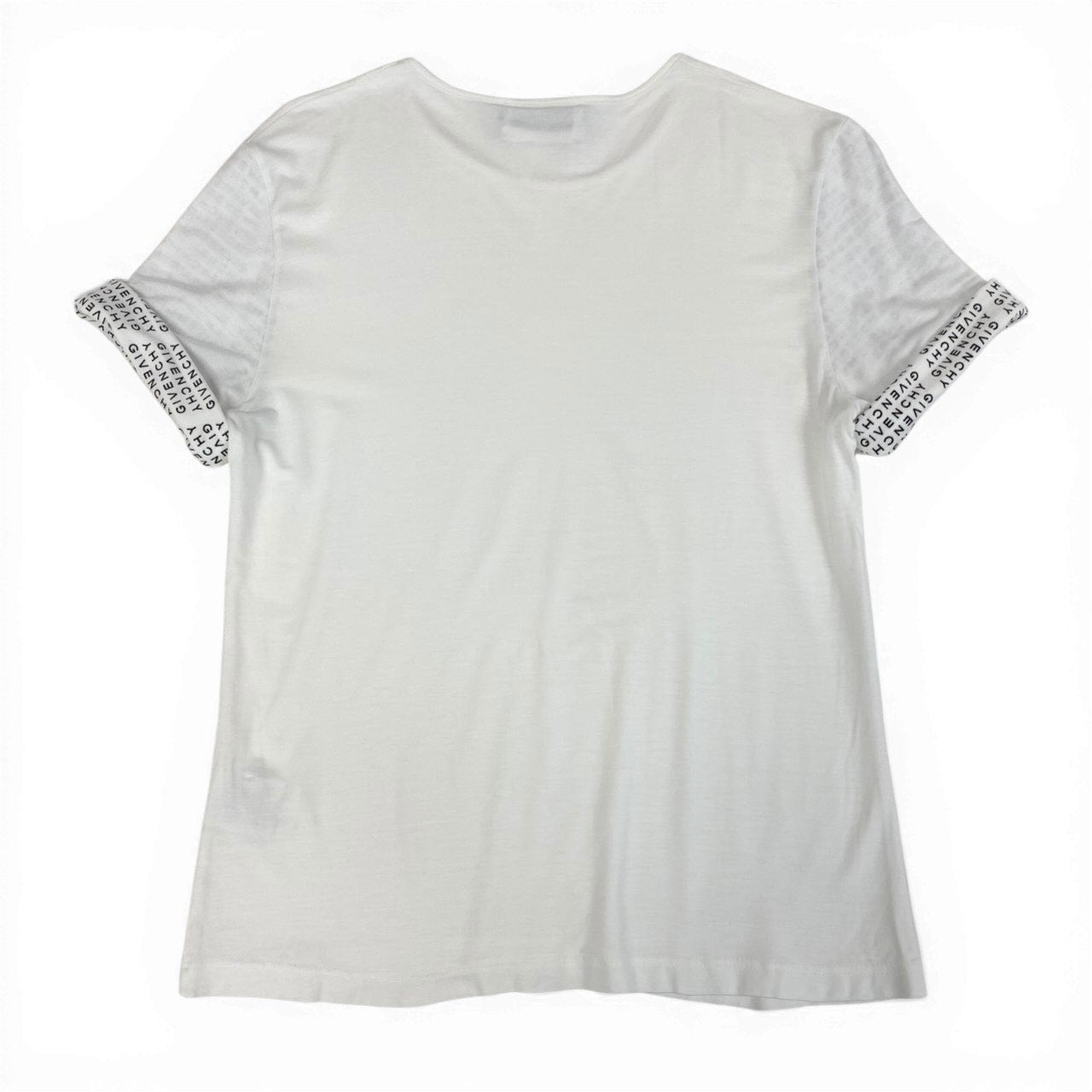 Ic27 GIVENCHY ジバンシー 半袖Tシャツ スリーブブランドロゴ ストレッチ素材 トップスカットソー イタリア製 ホワイト レディース 女性用u02t