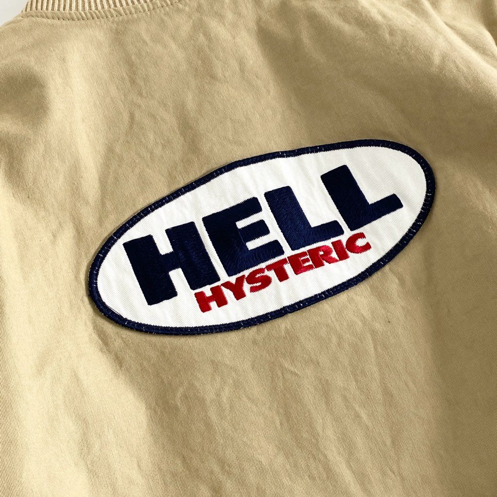 27f20 【美品】 HYSTERIC GLAMOUR ヒステリックグラマー HELL バックロゴ ワッペン ブルゾン ライトアウター サイズL ベージュ