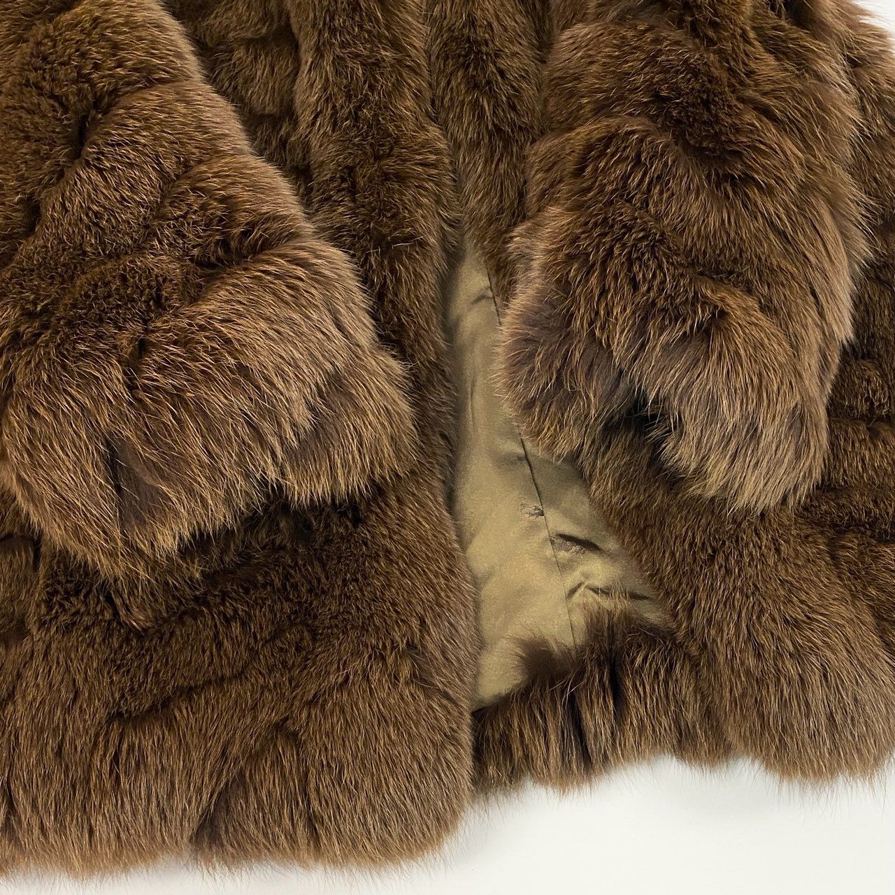 72a15 SAGA FOX サガフォックス 銀サガ 極厚 フォックスファー コート サイズ11 ブラウン 最高級本毛皮 Fox Fur Coatt18r