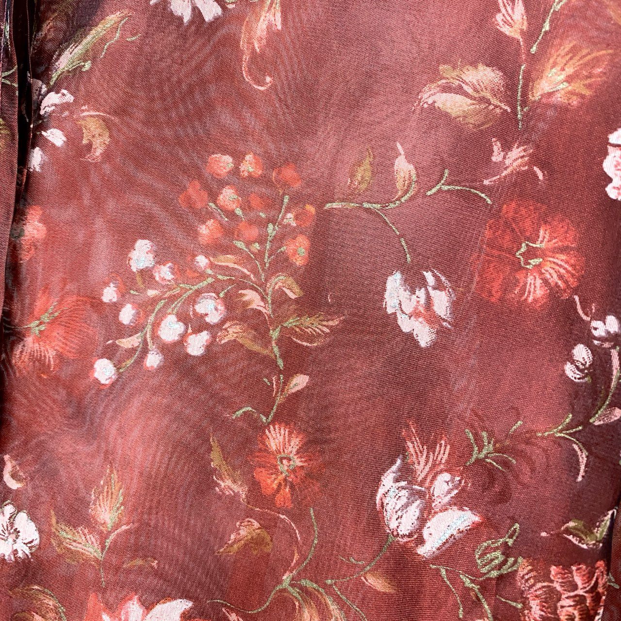 45c6 ETRO エトロ シアーシャツ フラワープリント 花柄 ロングスリーブ シルク混紡 レディース 女性服 サイズ44 レッド系u02t