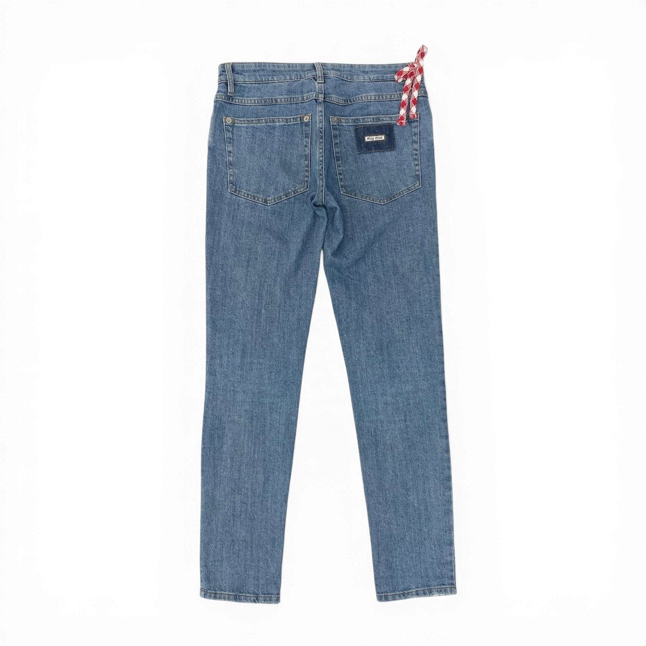 81c26 MIUMIU ミュウミュウ スキニーデニムパンツ ストレッチパンツ ボトムパンツ AMM1 2018 755 GWP256 1M68 26サイズ インディゴ レディース 女性用u02t
