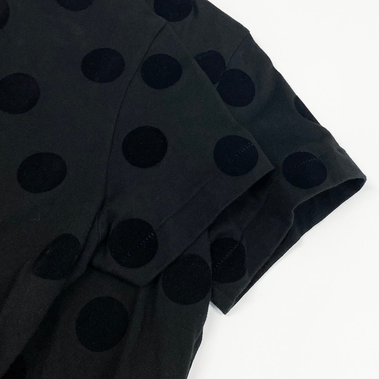 Ae11 tao COMME des GARCONS AD2022 クルーネックTシャツ ドット柄 フリル装飾 TJ-T003 Mサイズ ブラック コットン100％ レディース 女性用ta1