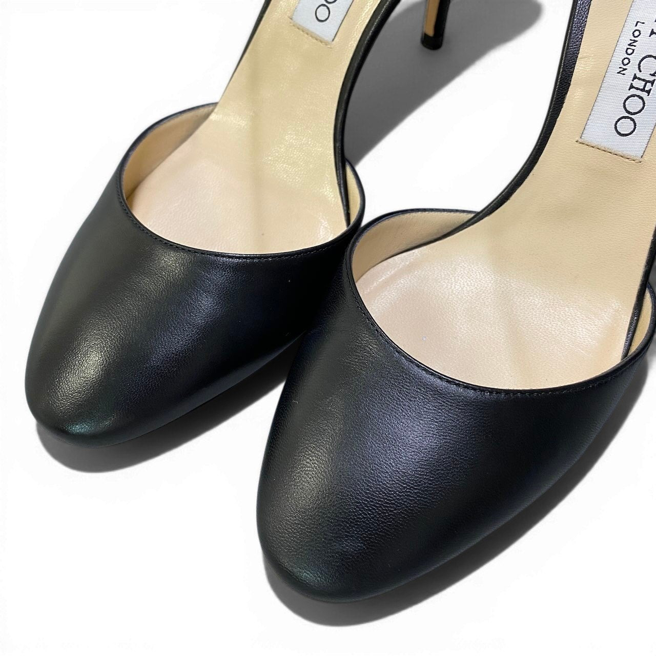 Ad2 【未使用】JIMMY CHOO ジミーチュウ MARNY 85 レザーパンプス サイズ39 ブラック レディースta1