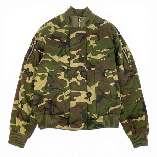 38b9 《新品同様》 BALMAIN バルマン キルティング ボンバージャケット ミリタリージャケット M グリーン系 メンズ 2017年k02i