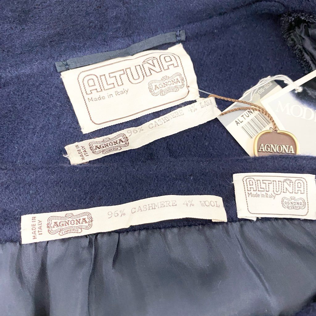 3l27《未使用保管品》 AGNONA アニオナ ALTUNA カシミヤ セットアップ サイズ42 / 46 ネイビー 最高級 女性服 タグ付t18r
