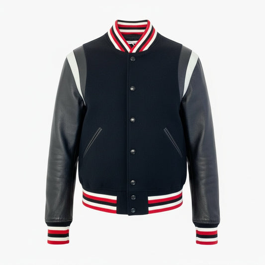 67a24 《美品》 GIVENCHY ジバンシー レザー切替 スタジャン サイズ50 ブラック レッド ボンバージャケットt18r