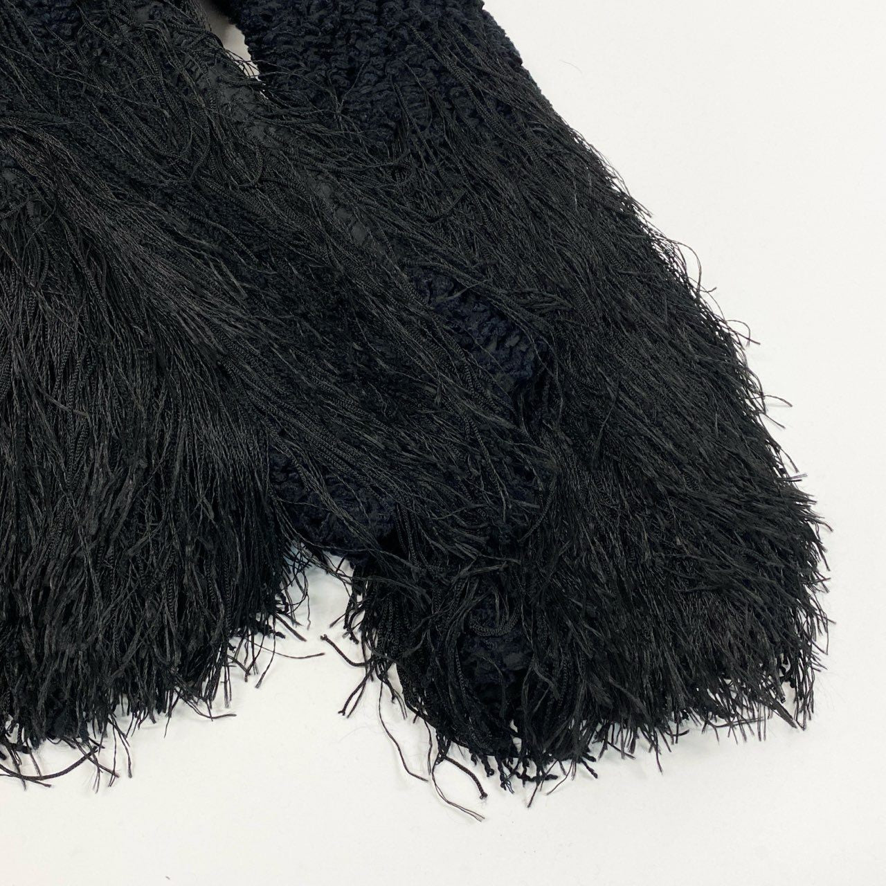 Ab13 GIORGIO ARMANI ジョルジオアルマーニ ツイードジャケット フリンジ デザインジャケット 40 ブラック レディースta1