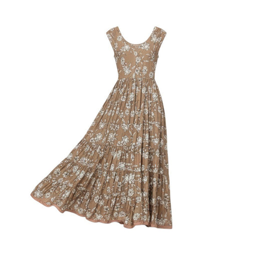 45c6 MARIHA マリハ 草原の虹 ティアードワンピース ノースリーブワンピース フレア 38 ピンク コットン レディースu02t