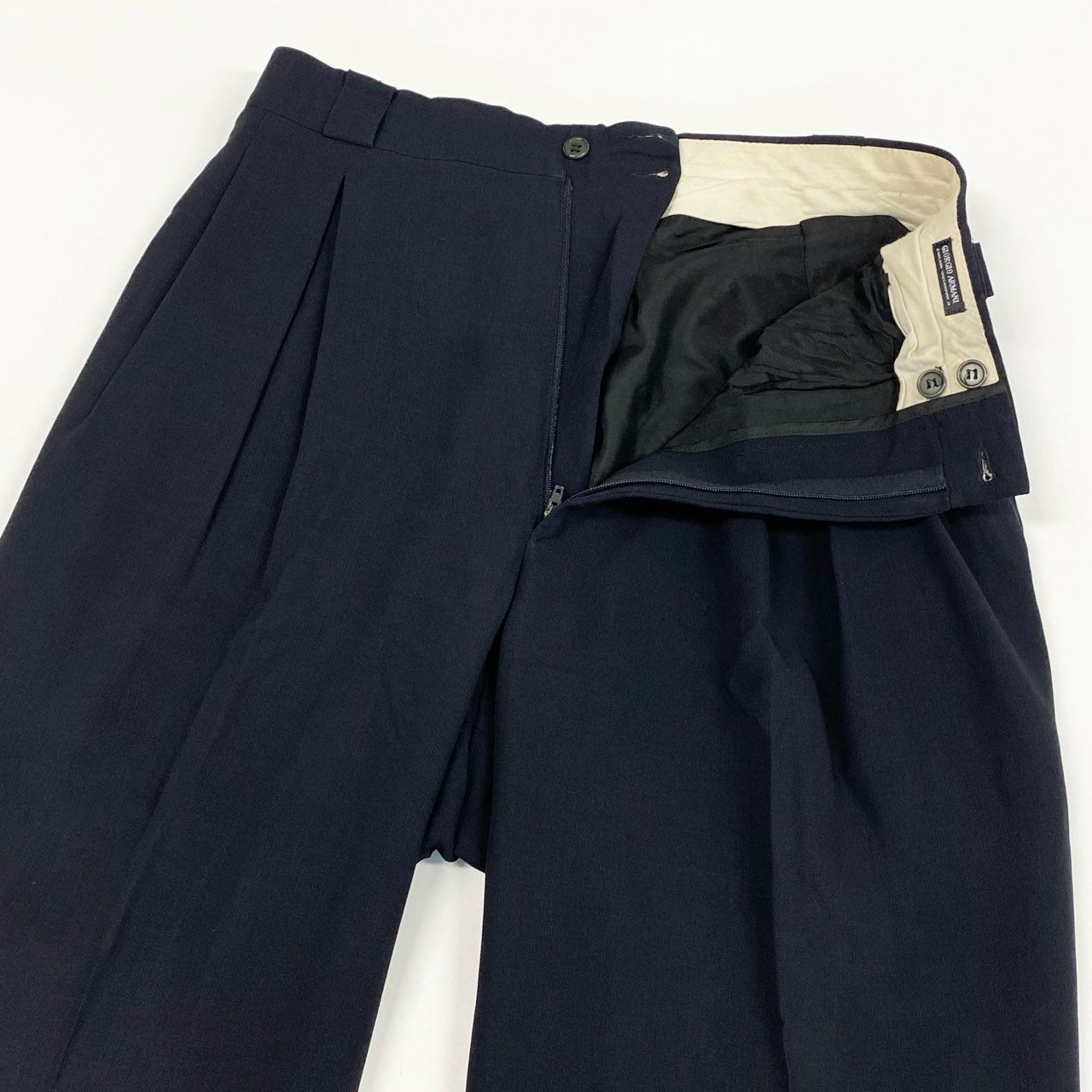 36a7 GIORGIO ARMANI ジョルジオ アルマーニ イタリア製 ダブルプレスト セットアップ スーツ VINTAGE 大きいサイズ 52 XLサイズ ダークネイビー ウール メンズo07t