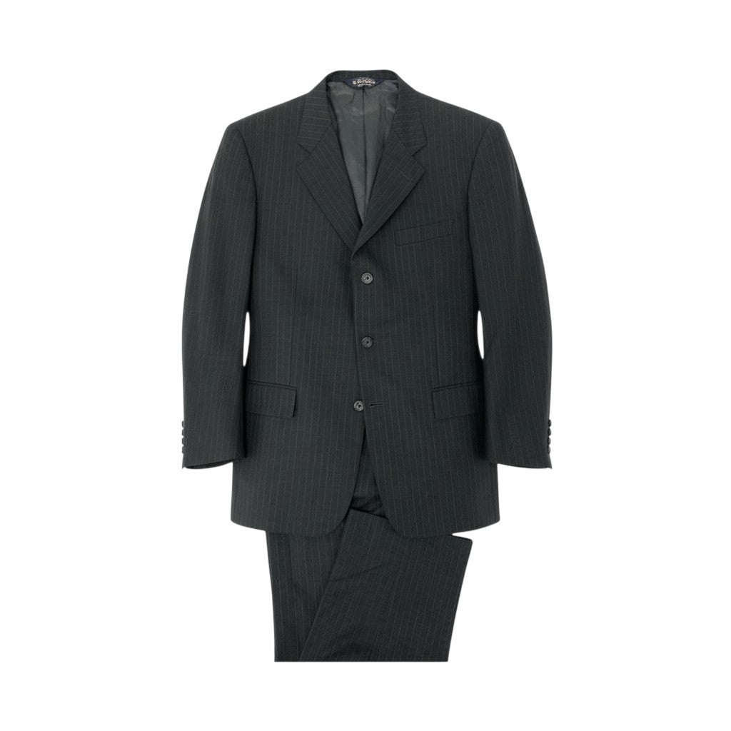 3k28 Brooks Brothers ブルックスブラザーズ セットアップスーツ シングル 3B ストライプ柄 背抜き ウール混 メンズ 紳士服 ビジネス 40REG ブラックu02t