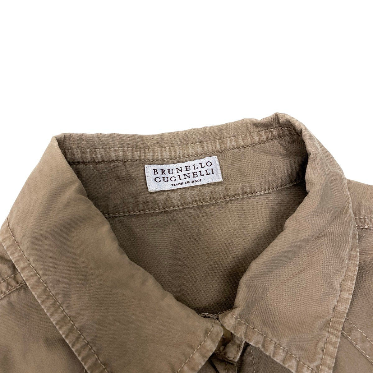 87h25 BRUNELLO CUCINELLO ブルネロクチネリ ロングスリーブ シャツワンピース ウエスタンシャツ  サイズS ベージュ コットン100％ レディースu02t